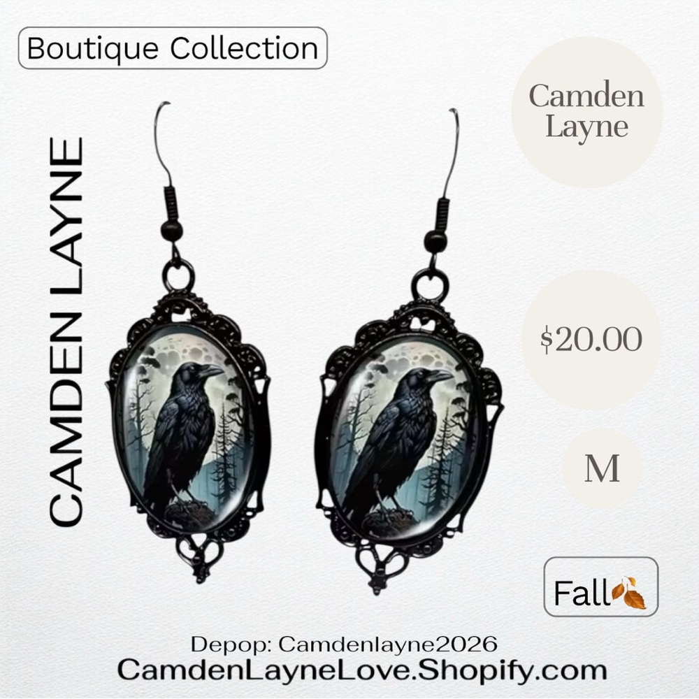 Camden Layne Black Raven Earrings